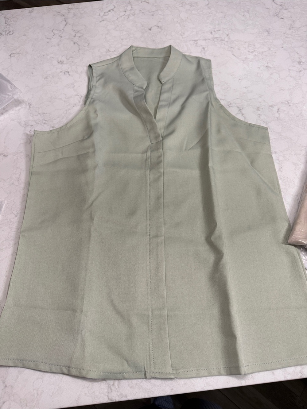 Sleeveless Mint Green Mandarin Collar Blouse
